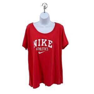 Nike Athletics Graphic T-shirt WMNS XXL Red Athletic Short Sleeve Crew Neck Top